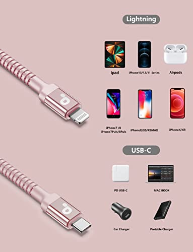 USB סוג C לכבל ברק 3ft 2pack, USB C כבל מטען iPhone טעינה מהירה, [Apple MFI Certified] iPhone USB-C טעינה